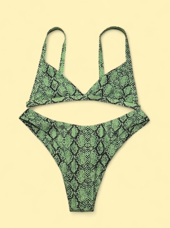 Zaful Other - Zaful Snake Print Bikini High Cut Thong - Size 6